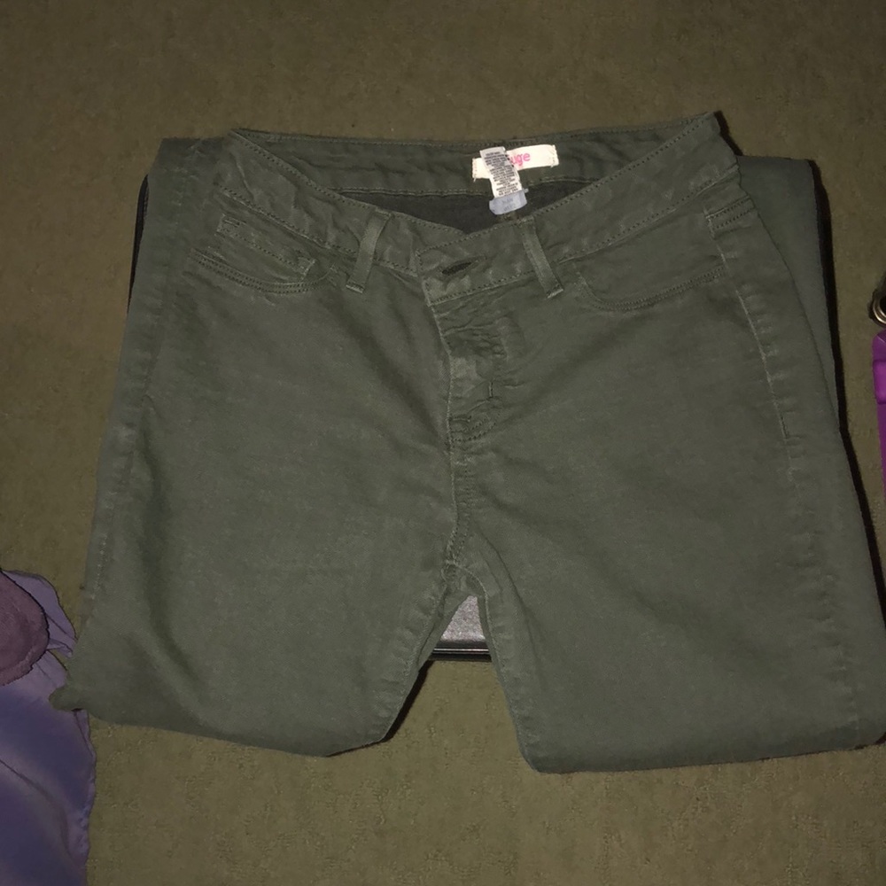 green denim jeans